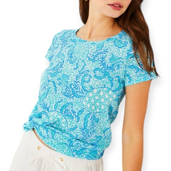LILLY PULITZER Etta Tee Scoop Neck Top Resort White Goombay Grooves NWT - Picture 12 of 12